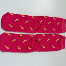 Banana Print Socks   Pink   One Size   New