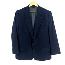 Brooks Brothers 100% Pure Wool Suit Jacket Mens 46 Navy 2-Button Classic Fit
