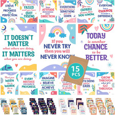 15 15 Boho Motivational Posters for Classroom, 11x14in Matte-Laminated High Scho