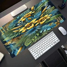 40*90cm 2D Flat 1pc, Mouse pad, Phone case tropical flowers and leopards, Keyboa
