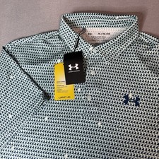 Under Armour The Playoff Polo shirt Mens XL Green Flag Golf Polo All Over Print