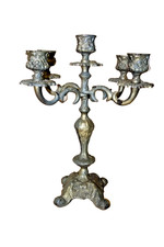 VTG Cast Iron 5 Candle Candelabra Metal Rustic Style Gothic 11"