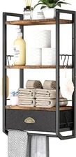 Bathroom Storage Organizer Wall Mounted, 3 Tier Bathroom Towel Rack Shelf