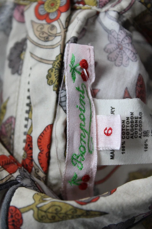 Bonpoint Womens Cotton High Neck Floral Zippered Pleated Top Beige Size 6 - Image 3 of 4
