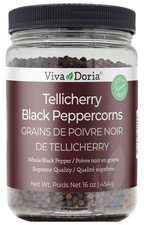Viva Doria Tellicherry Peppercorn, Whole Black Pepper, 16 Ounce Pack of 1