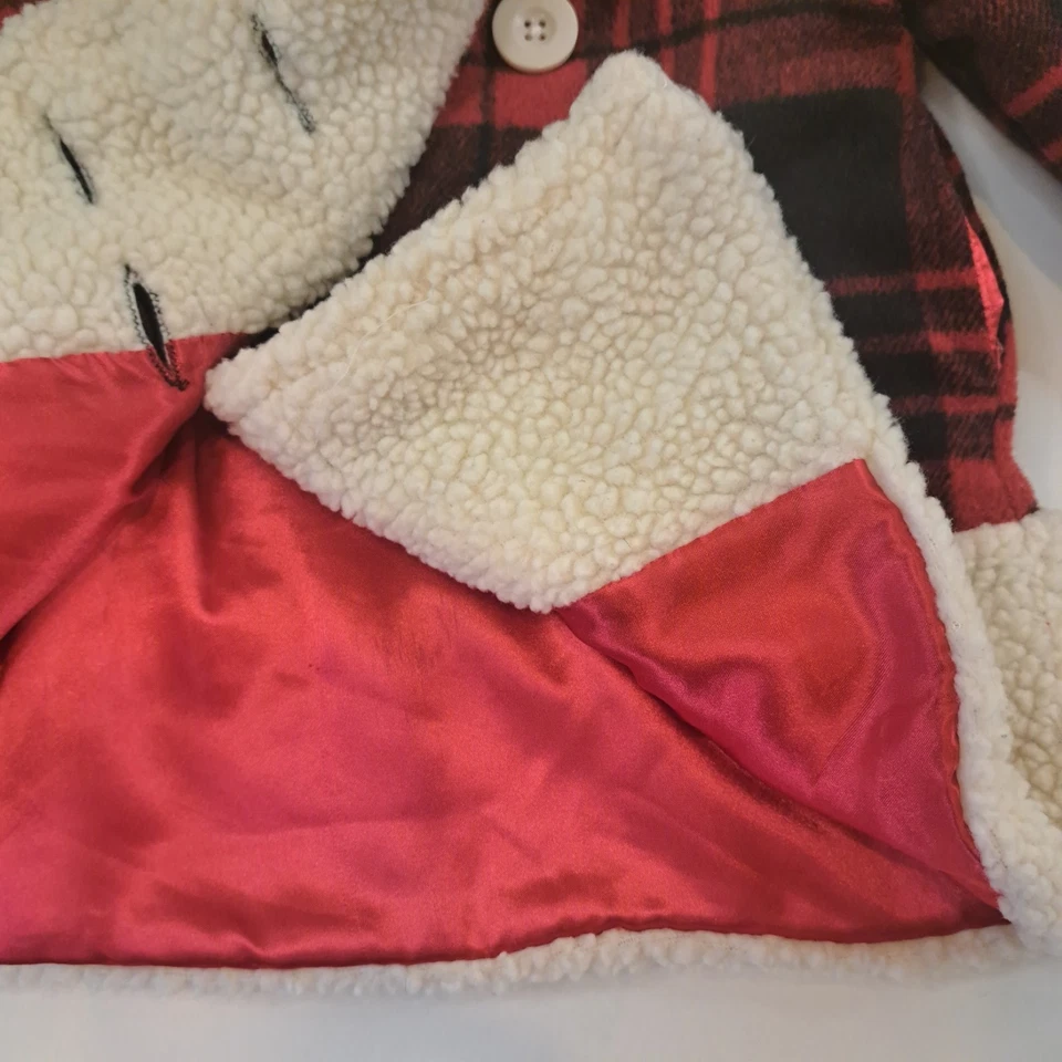Abrigo a Cuadros Penelope Mack Rojo y Negro Búfalo Borde Sherpa Niñas 2-3T Foto 4 de 4