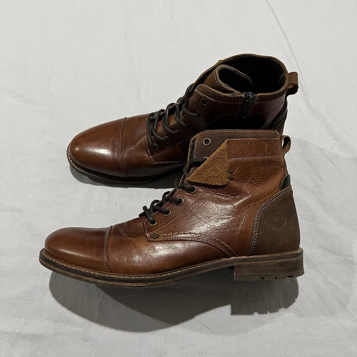 Bullboxer Zander II Lace-Up Leather Sherpa Lining Ankle Boots Mens Size 12 Brown Brown Bullboxer Leather Boots for Men for Sale | Shop New  main image 2