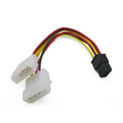 ATX IDE Molex Power Dual 4 To 6-Pin PCIe PCI Express Video Card Adapter Cable