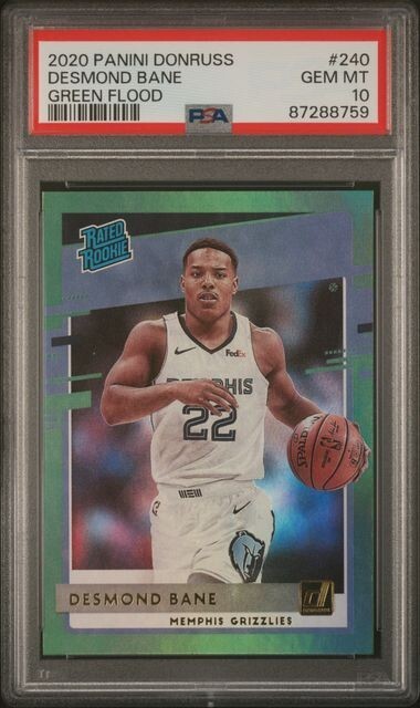 2020-21 Panini Donruss GREEN FLOOD #240 Desmond Bane RC graded PSA 10 Pop 4