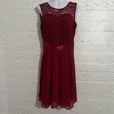 Bery Love Womens Dress XL Red Lace Lined Zip Back Sleeveless Tie Waist NEW AC7