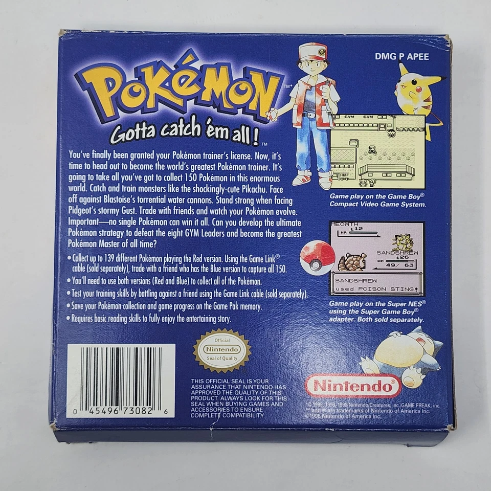 Pokémon Blue FIRST PRINT (Nintendo Game Boy) CIB Battery Saves - AUTHENTIC RARE - Image 3 of 4