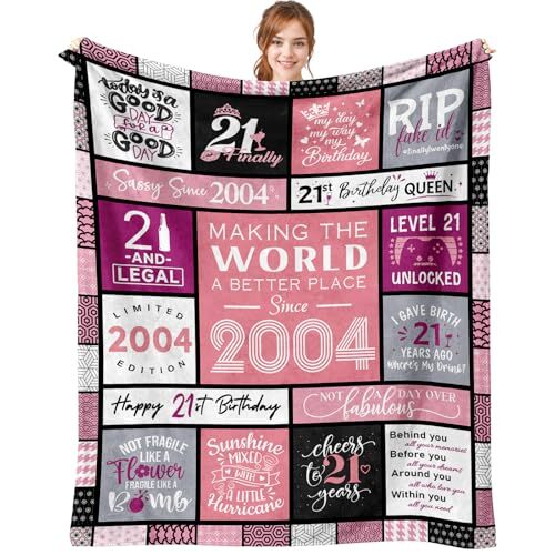 21st Birthday Gifts for Her, Best Gifts for 21st 60" x 50" Pink-21st Female - Picture 2 of 8