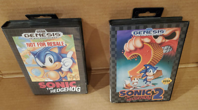 SONIC THE HEDGEHOG 1, 2 SEGA GENESIS 1992 AUTHENTIC VIDEO GAMES ...