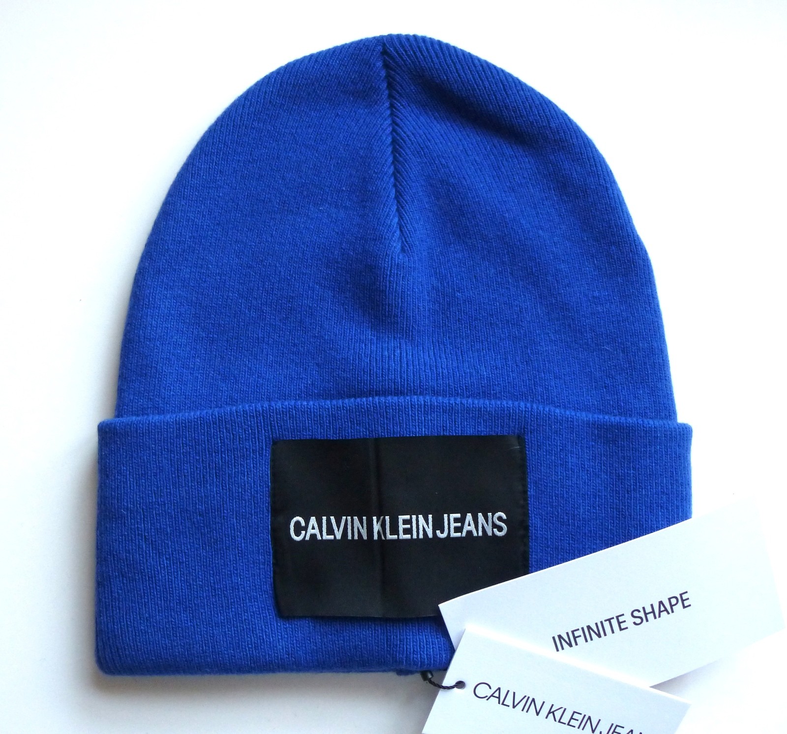 CALVIN KLEIN JEANS Royal Blue Wool / Cashmere Longer BEANIE Toque Hat TAG New