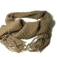 Express Scarf Long Tassel Wool Blend Tan Beige Soft Gift Men Women Unisex Gift
