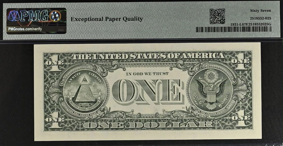 2003A $1 Federal Reserve Note PMG 67EPQ - Birthday - Radar Serial 44000044 - Image 3 of 3