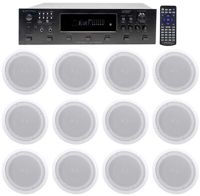 Technical Pro 6000w (6) Zone Home Theater Bluetooth Receiver+(12) 8'' Speakers