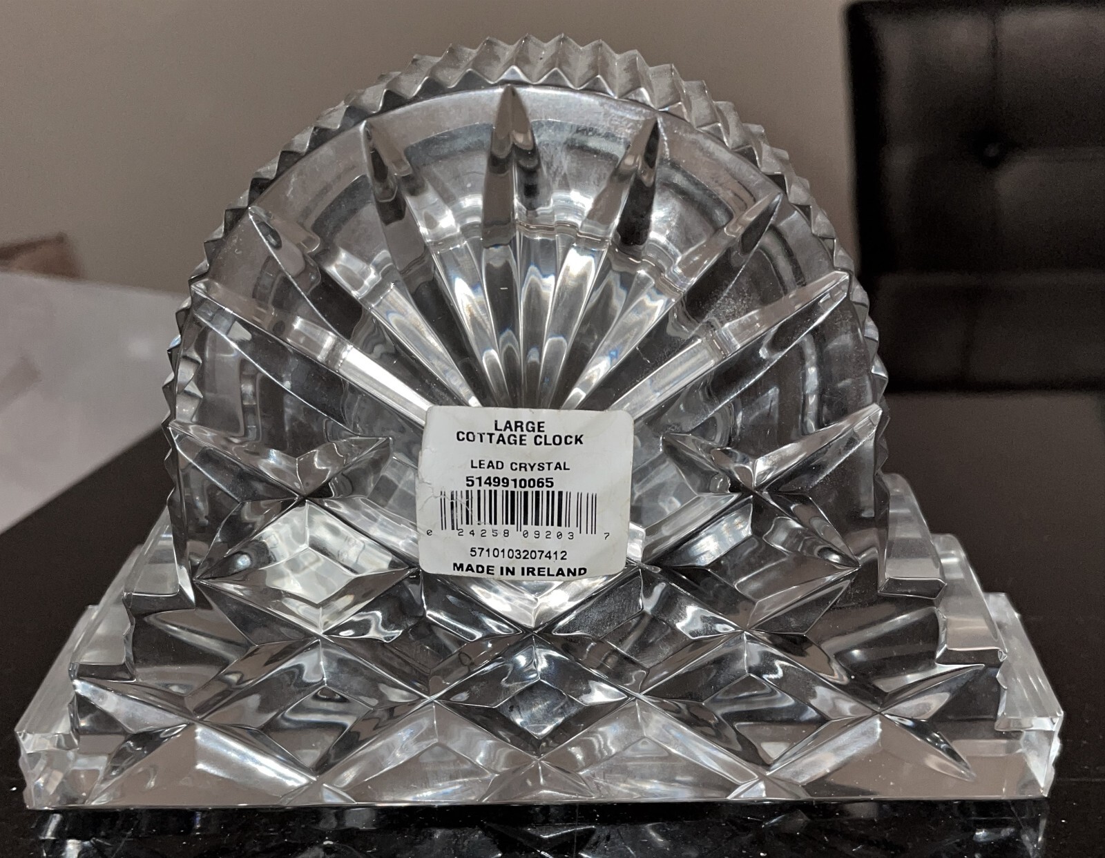 WATERFORD LISMORE LEAD CRYSTAL "LARGE COTTAGE CLOCK" MINT NEW BATTERY