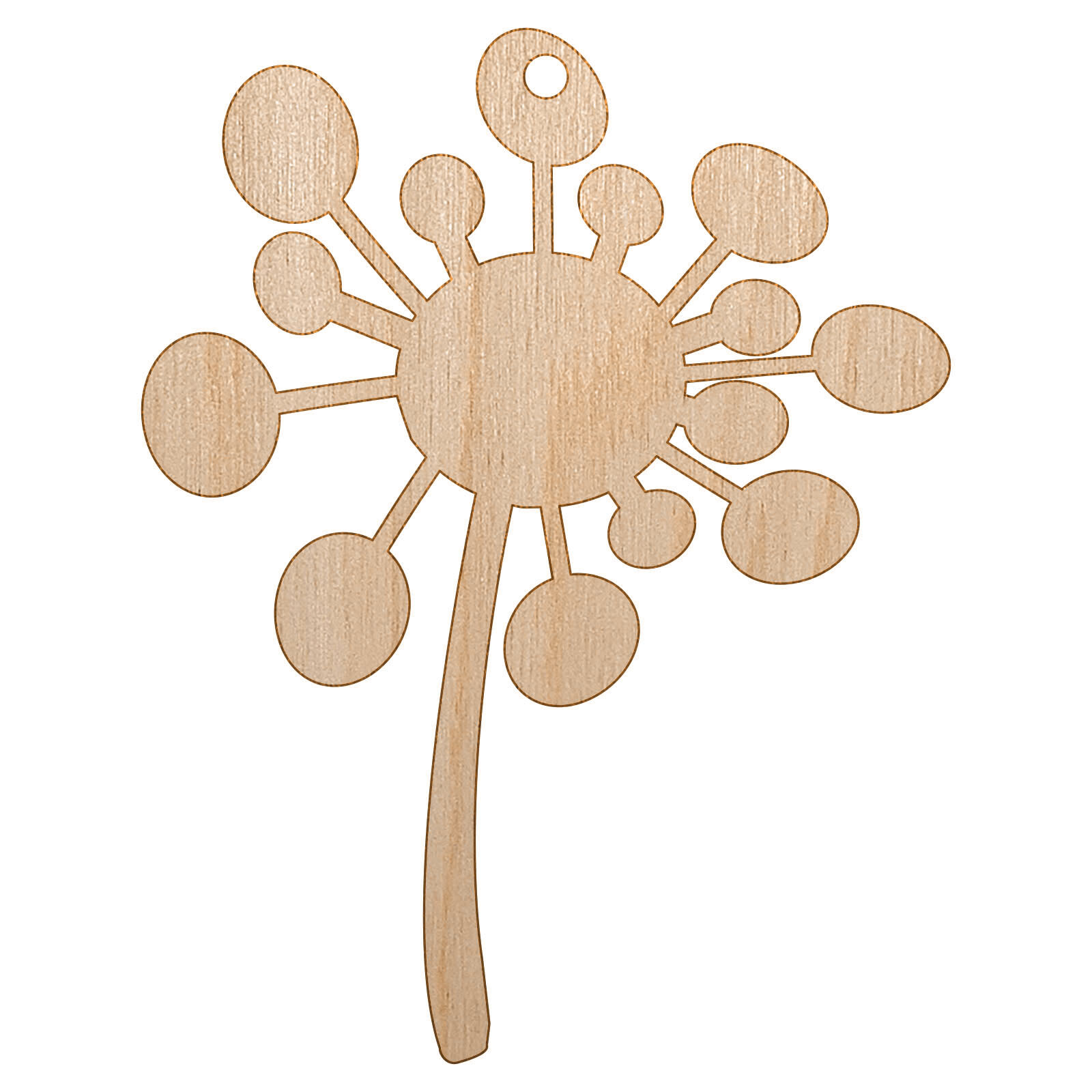 Dandelion Abstract Doodle Unfinished Wood Christmas Tree Ornament Craft