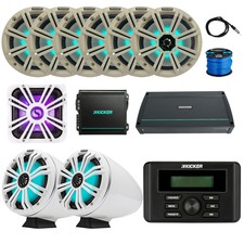 Kicker Kmc3 Receiver, 6x 8" Led White Speakers, 10" White Sub, 2x Amp, Extras
