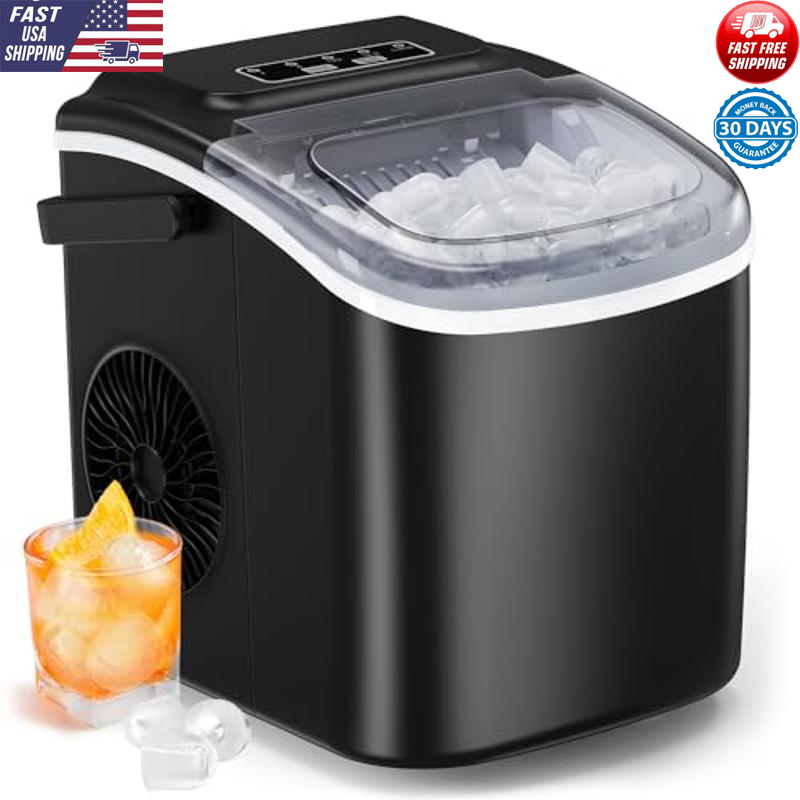 Portable Ice Maker 26lb in 24Hrs Self-Cleaning Machine Home Kitchen Office Bar