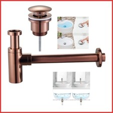 kit piletta click clack sifone a bottiglia lavabo oro rosa lavandino bagno tappo