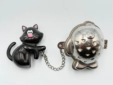 Novelty Meow Black Cat Tea Infuser Fish Shaped Stainless Steel by Joie