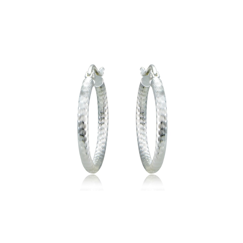Boucles D'oreilles Créoles Argent Sterling 925 - Diamètre 20mm, Largeur 3mm - Fermoir Click - Thaïlande