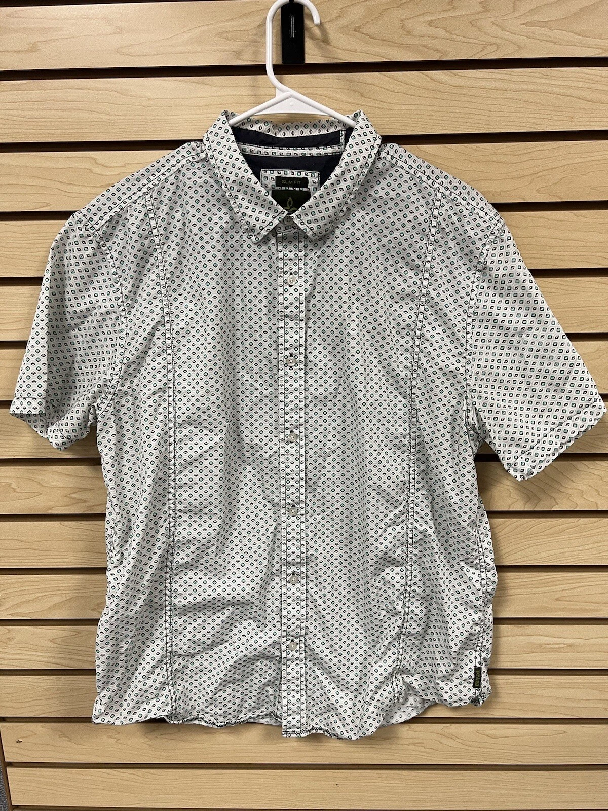 prana slim fit organic cotton button down aztec pattern all over shirt