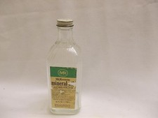 vintage glass McKesson drug Co. Mineral Oil bottle 1 pintw tin lid