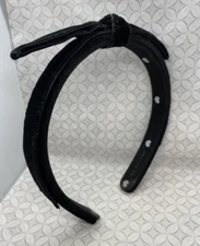 Lele Sadoughi Bardot Ribbon Heaband Jet Black Velet Slim Bow Well Used