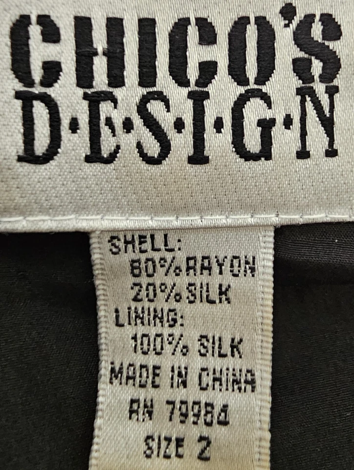 Chico's Design Womens Jacket Coat Size 2 L Large 12 Long Sleeve Velor Feel Silk - Image 2 of 4