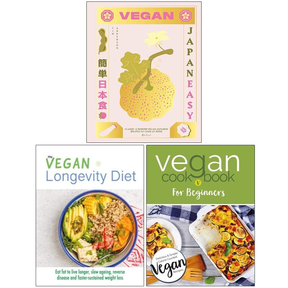 Vegan JapanEasy,Vegan Longevity Diet, Vegan Cookbook For Beginners 3 Books Set