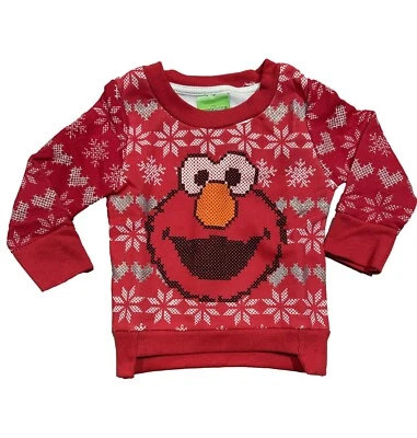 Toddler's Sesame Street Elmo Snowflake Crewneck Sweatshirt - Red 18M