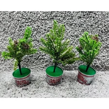 Lot of 3 Mini Potted Artificial Green Christmas Tree Tabletop Decoration 11"