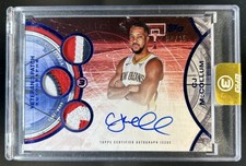 2025-26 Topps Three CJ McCollum Veteran 3 Patch Auto Blue #/15 Pelicans