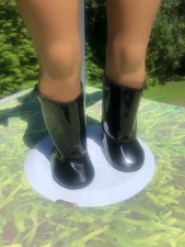 Black Shiny Patent Leather Knee High Boots for 18" Dolls