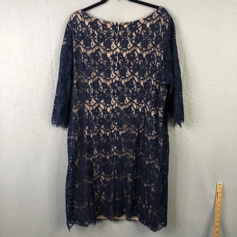 Jessica Howard Dress Womens 22W Lace Overlay 3/4 Sleeve Knee Length Elegant - Image 2 of 4