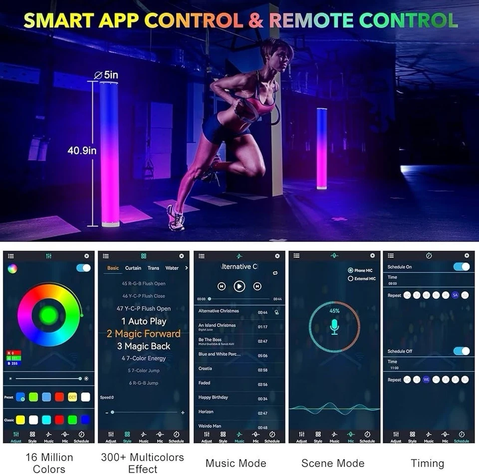 2-Pack Corner Floor Lamp,Lamps for Living Room with Smart App and Remote Control - Image 3 of 4