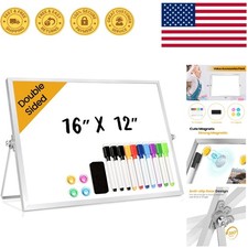 16" x 12" Double-Sided Dry Erase Whiteboard with Stand - Portable Office Esse...
