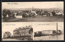 Tarjeta postal Mühlau / Sajonia, escuela y oficina de correos, fábrica de...