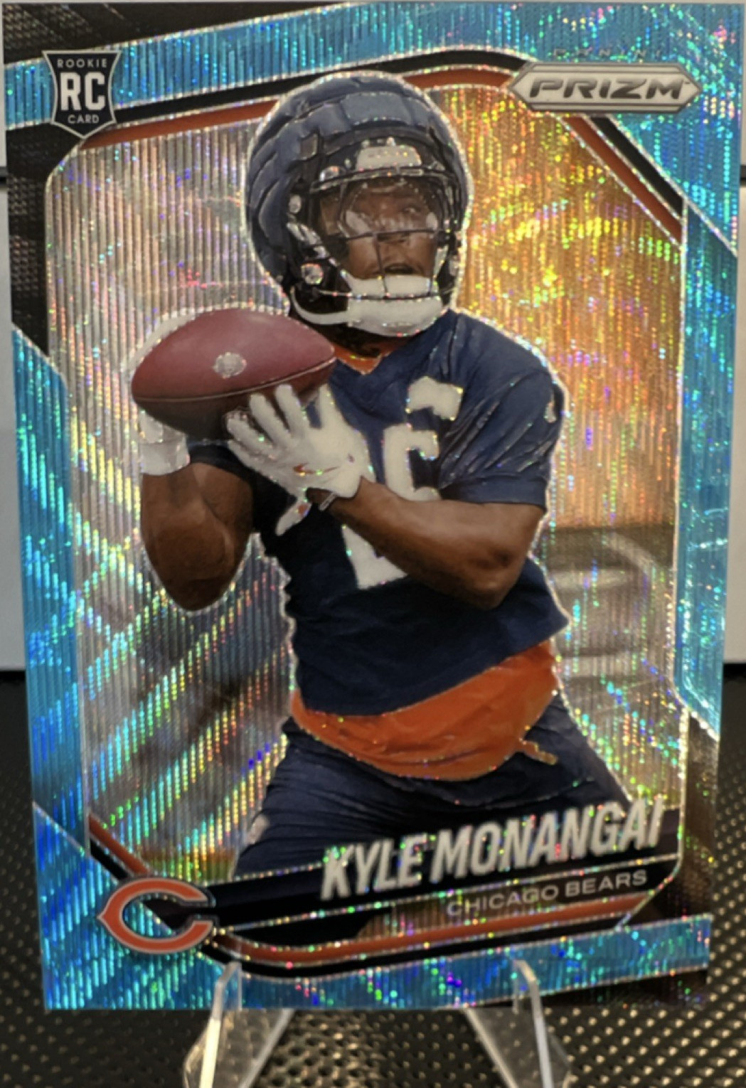 Panini 2025 Prizm Kyle Monangai Rookie Blue Wave Prizm /230 Chicago Bears #348