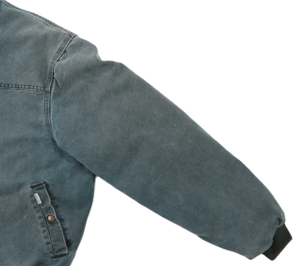 VTG 90s CARHARTT J14 JQ1643 Men's Hunter Green Santa Fe Flannel Lined Jacket - Image 4 of 4