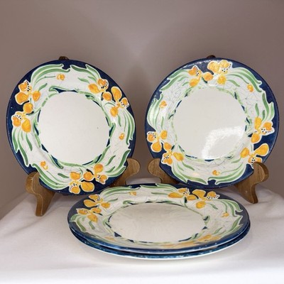 Antique Peacock Pottery Foley Art Salad Plate c. 1905-1913 England Set Of 4 Rare