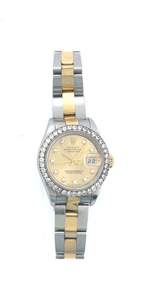 2001 Rolex Lady-Datejust Steel Gold 79173 Champagne Diamond Dial & Bezel, Oyster