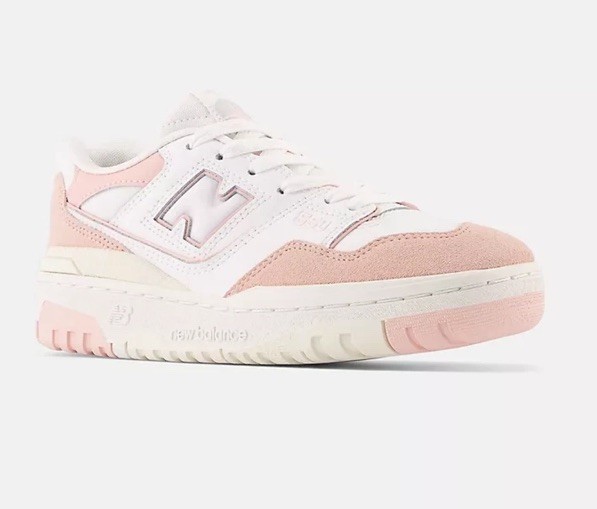 New Balance 550 White Pink Comfort Lace Up Leather Suede Women's Sneakers