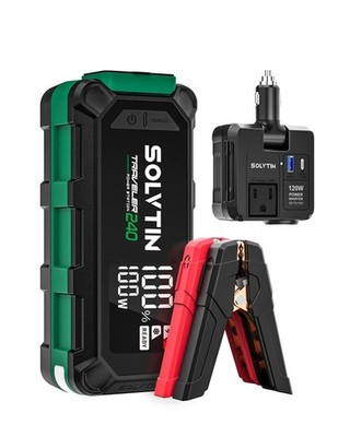 224Wh Portable Power Station with 2500A Jump Starter, Lithium Battery Backup
