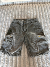 Carhartt B357 Relaxed Fit Ripstop Cargo Work Short Moss Green Size 34 Distressed