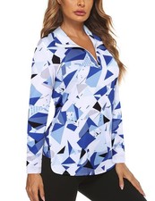 Womens UPF 50 Long Sleeve 1/4 Zip Athletic Running Shirts Dry Fit Gym Shirts...