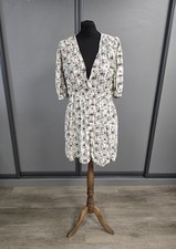 Ganni Women's Printed Crepe Mini DressSize 40 / 12 Cream Floral Ditsy Print